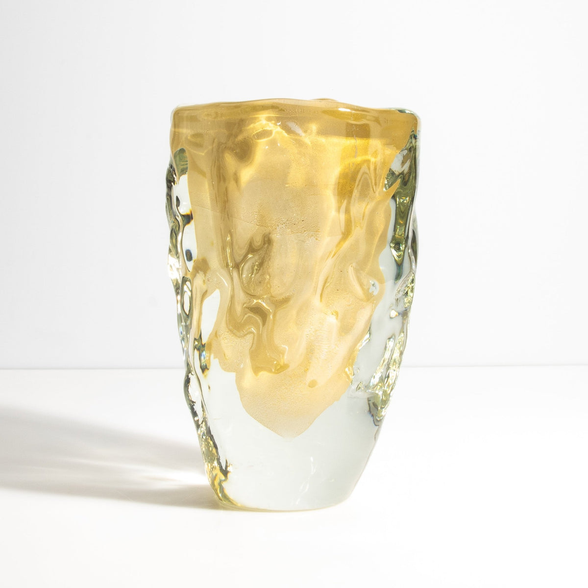 Murano Burri Vase in Clear with 24-Karat Gold Flecks