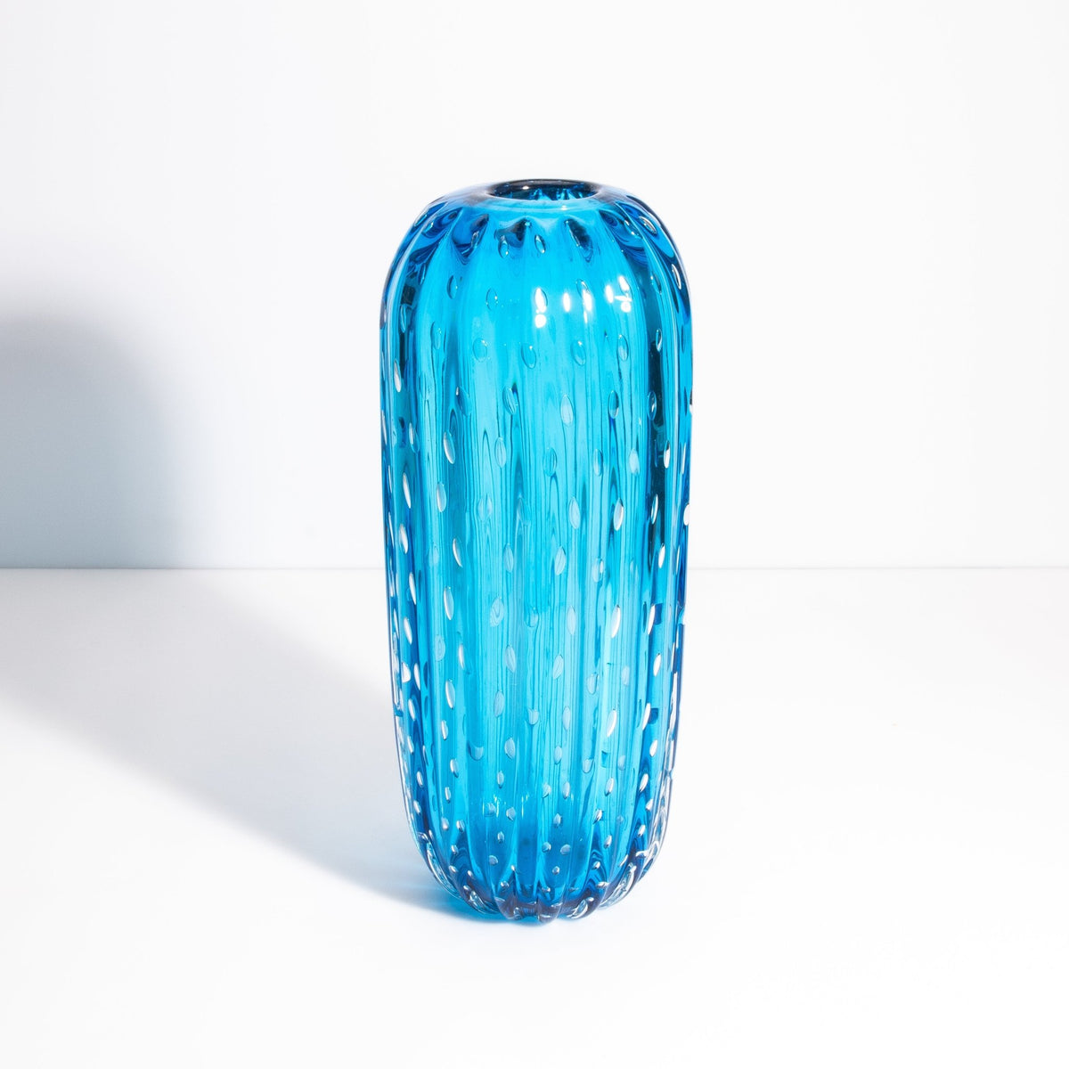 Murano Cactus Vase in Lagoon Blue