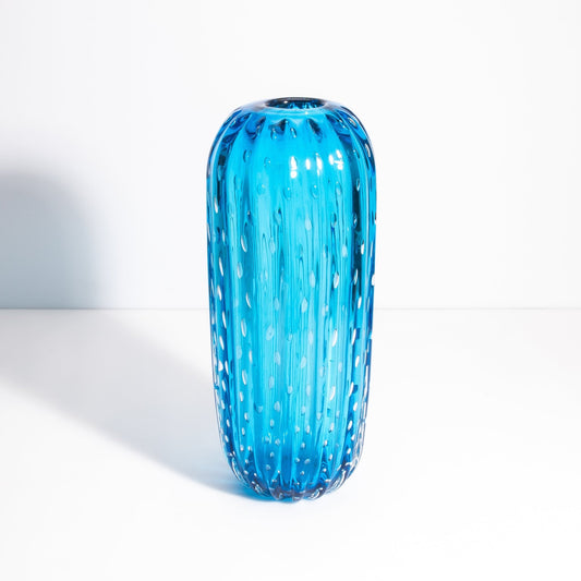 Murano Cactus Vase in Lagoon Blue