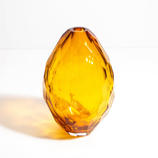 Murano Facet Vase in Amber