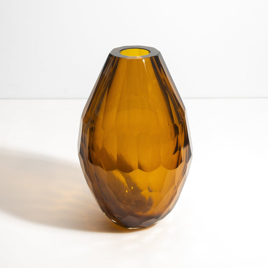 Murano Facet Vase in Amber