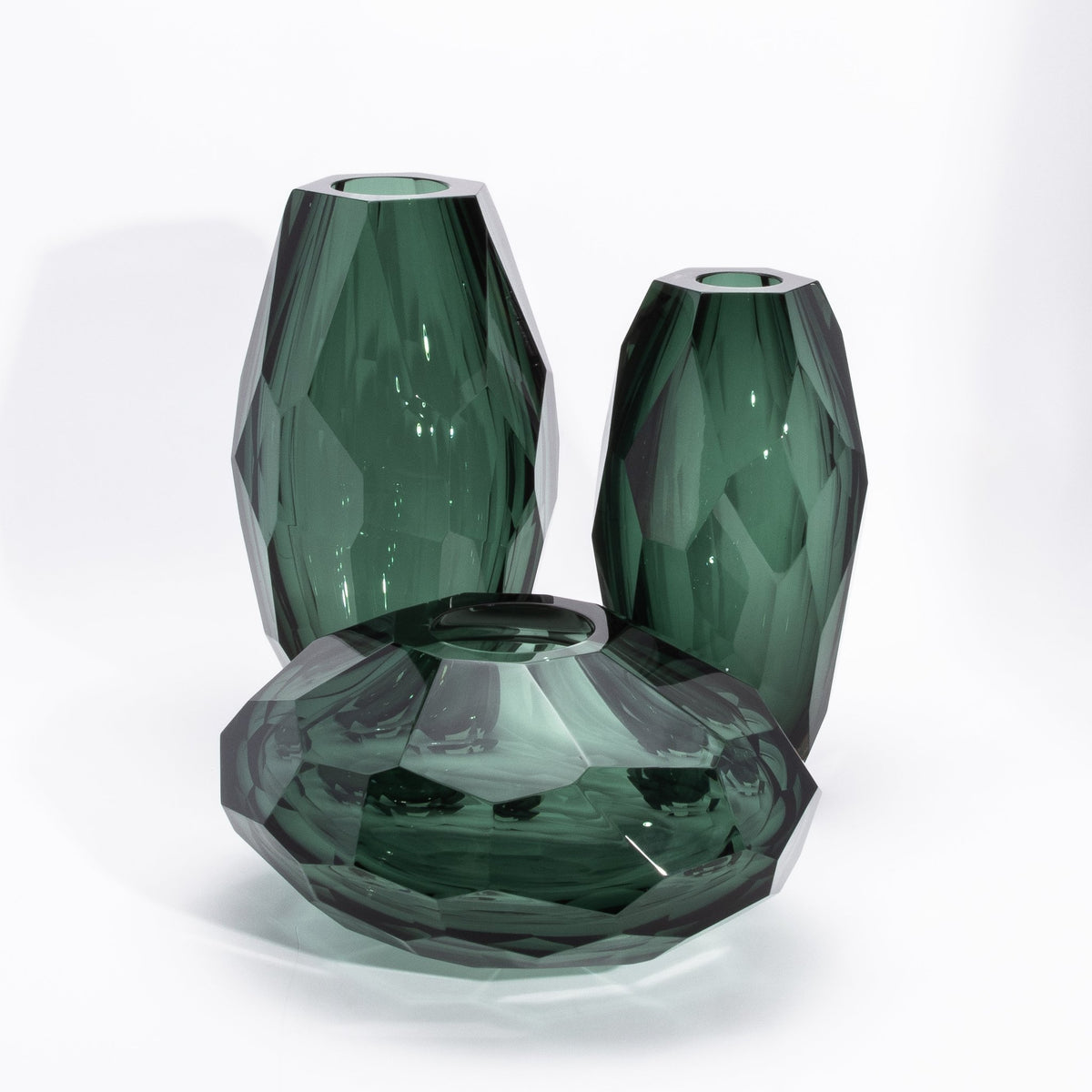 Murano Faceted Vase in Eucalyptus Green