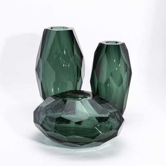 Murano Faceted Vase in Eucalyptus Green