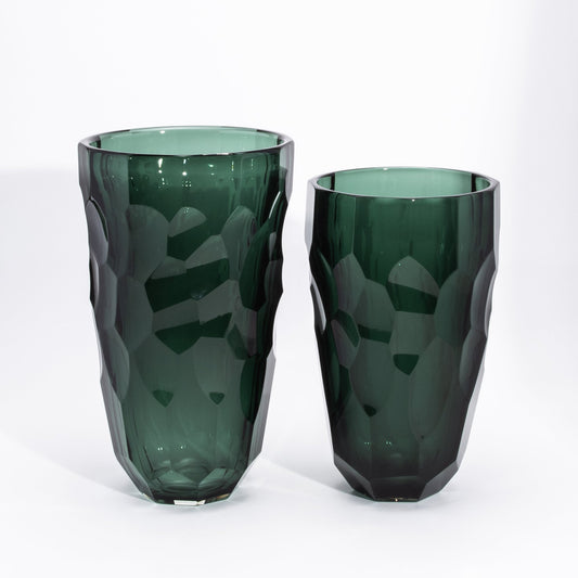 Murano Faceted Vase in Eucalyptus Green