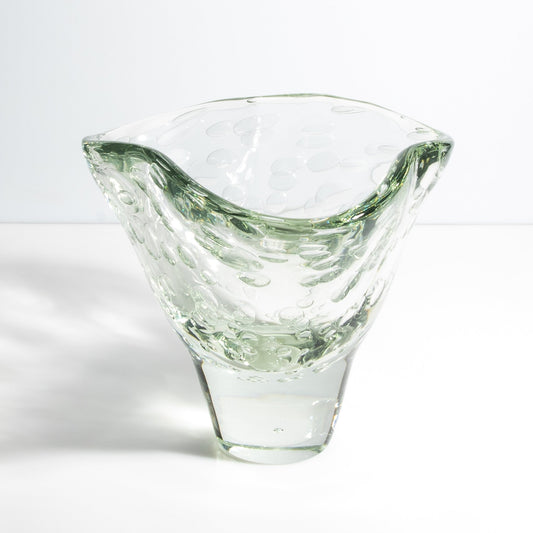 Murano Fluid Vase with Bubbles in Clear