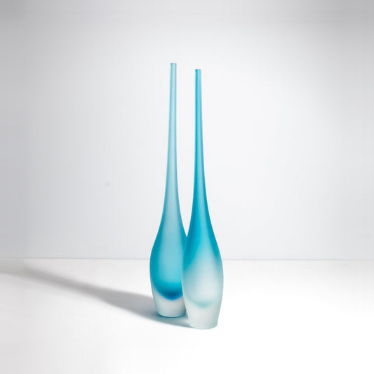 Murano Flute Vase in Aquamarine