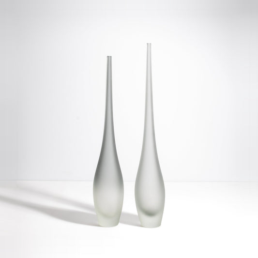 Murano Flute Vases in Grey