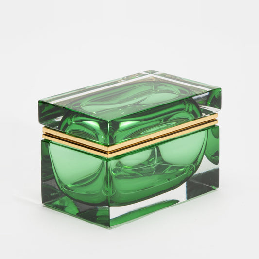 Murano Giant Box in Emerald Green with Brass Fittings