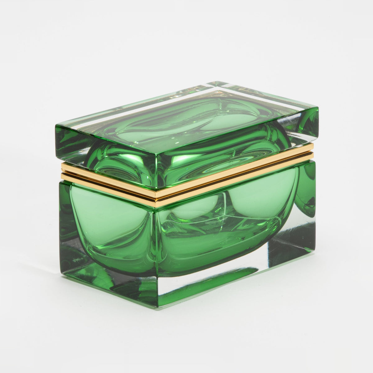 Murano Giant Box in Emerald Green with Brass Fittings