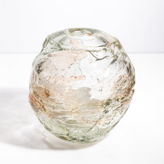 Murano Globe Vase in Clear with a Hint of Rose