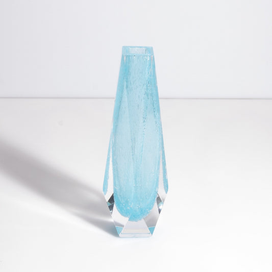 Murano Goccia Vase with Bubbles in Light Lagoon Blue