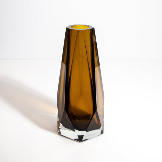 Murano Goccia Vase with Wide Bottom in Tobacco