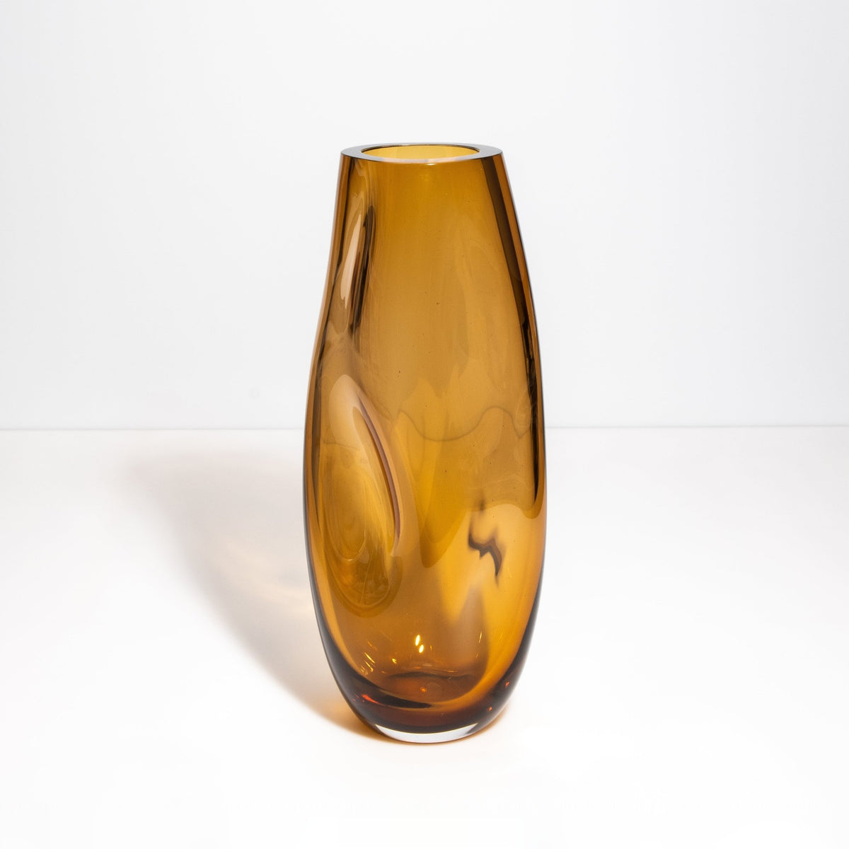 Murano Indented Vase in Amber