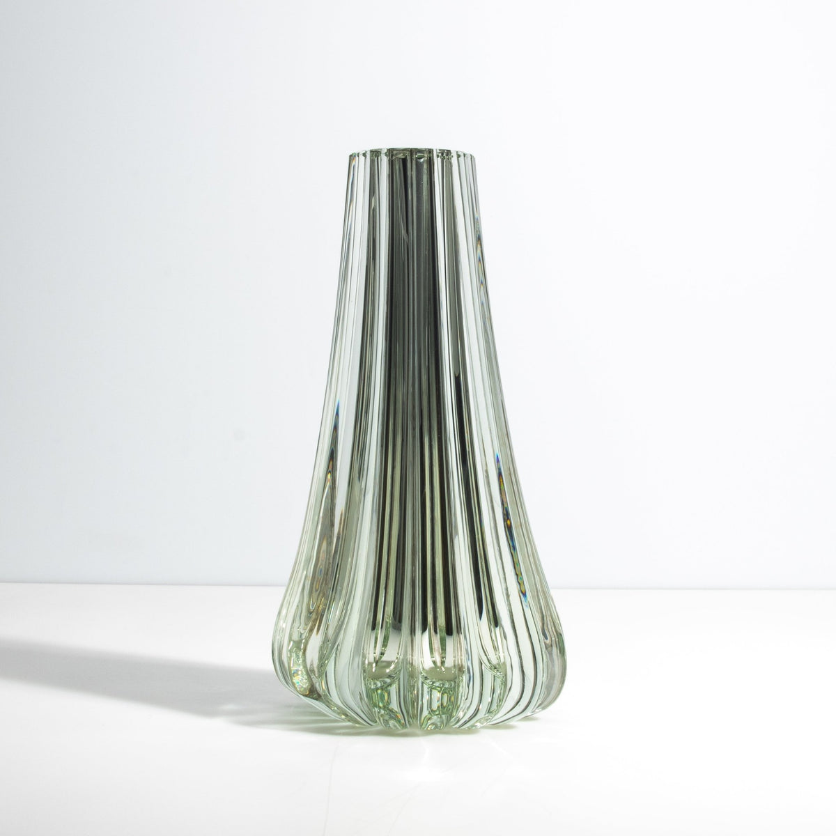 Murano Massiccio Vase in Clear Mirror