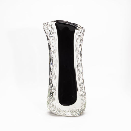 Murano Modern Fluid Vase in Onyx Black with Bubbles