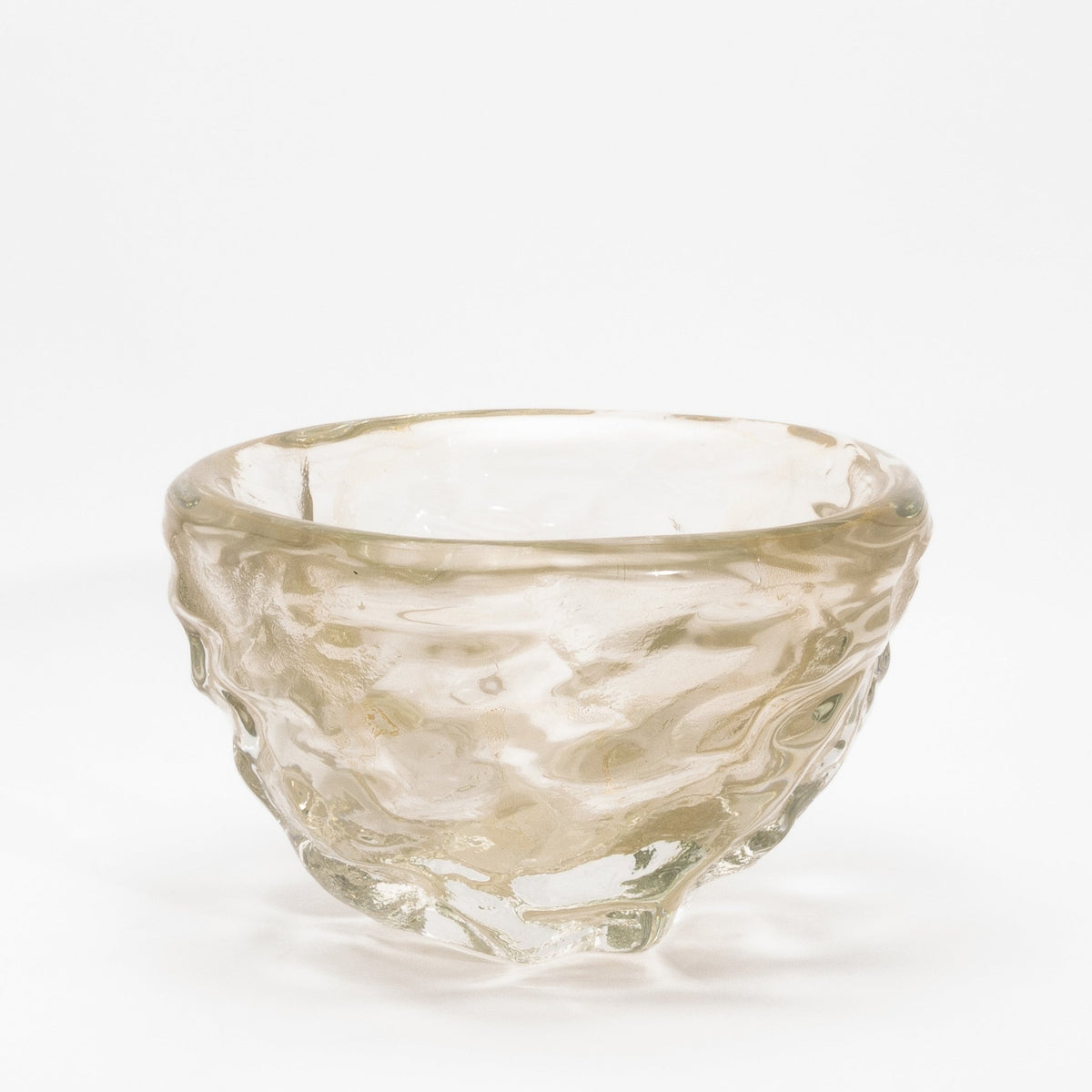 Murano Modern Sculptural Bowl in Clear with 24-karat Gold Flecks