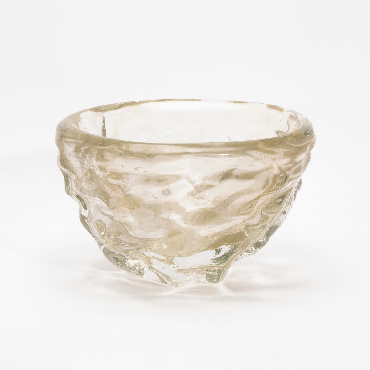 Murano Modern Sculptural Bowl in Clear with 24-karat Gold Flecks