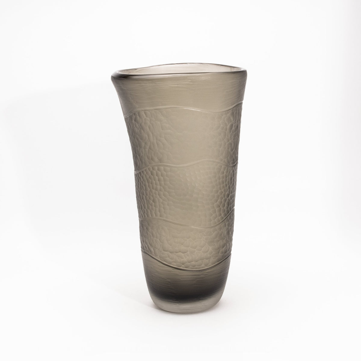 Murano Modern Tall Textural Vase in Smoky Grey