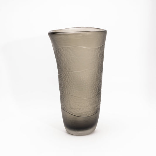 Murano Modern Tall Textural Vase in Smoky Grey