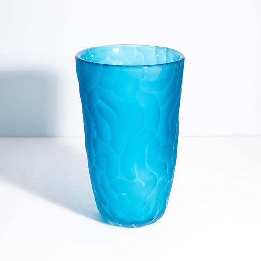 Murano Moon Vase in Aqua Blue