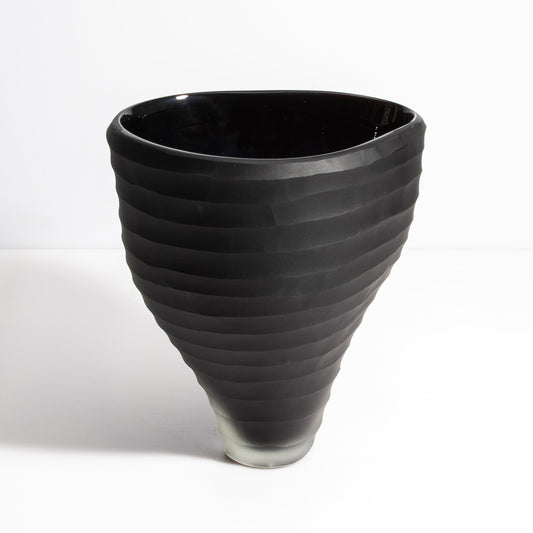 Murano Pedrera Vase in Onyx Black