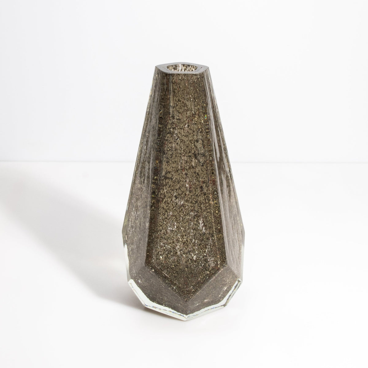 Murano Pentagonal Vase in Clear with Brass Flecks