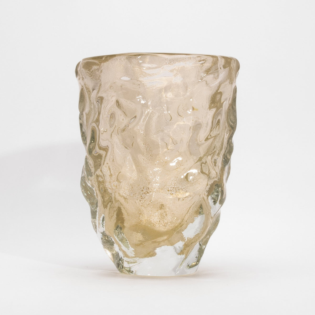Murano Sculptural Vase in Clear with 24-karat Gold Flecks