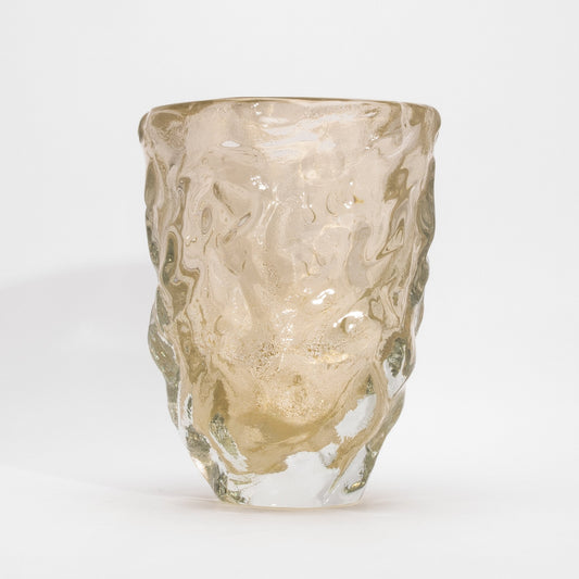 Murano Sculptural Vase in Clear with 24-karat Gold Flecks
