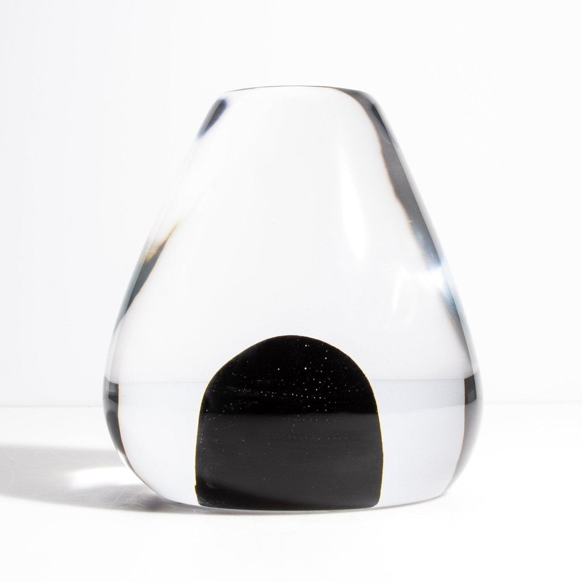 Murano Sculpture in Crystal Clear with the Black Detail