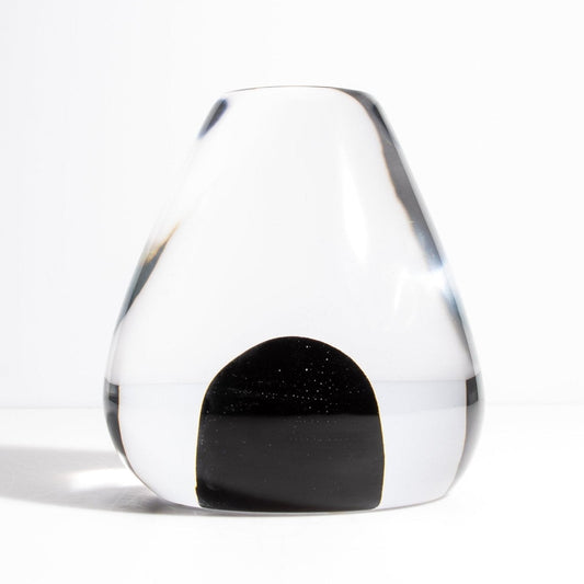 Murano Sculpture in Crystal Clear with the Black Detail