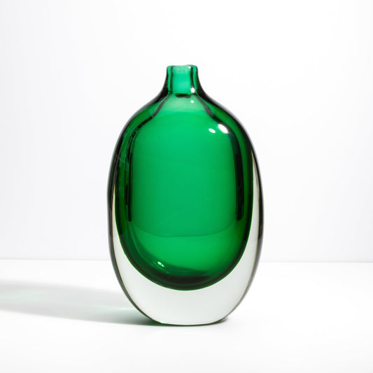 Murano Sommerso Vase in Emerald Green