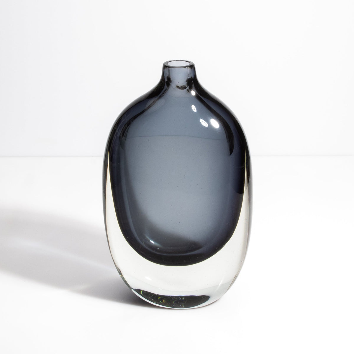 Murano Sommerso Vase in Grey/Clear