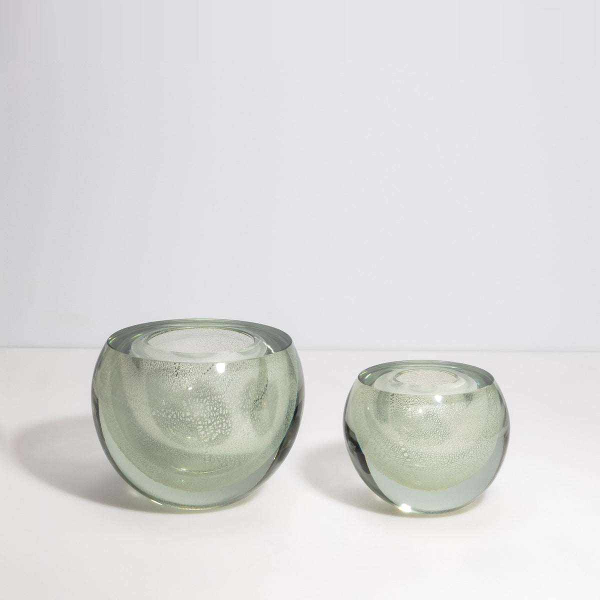 Murano Sphere Vase in Clear with Silver Flecks