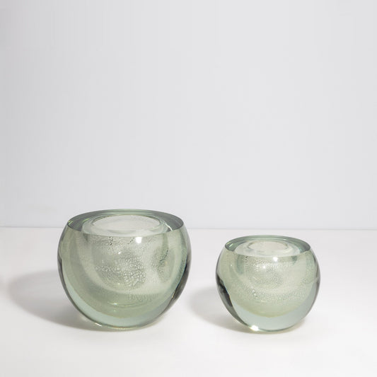 Murano Sphere Vase in Clear with Silver Flecks