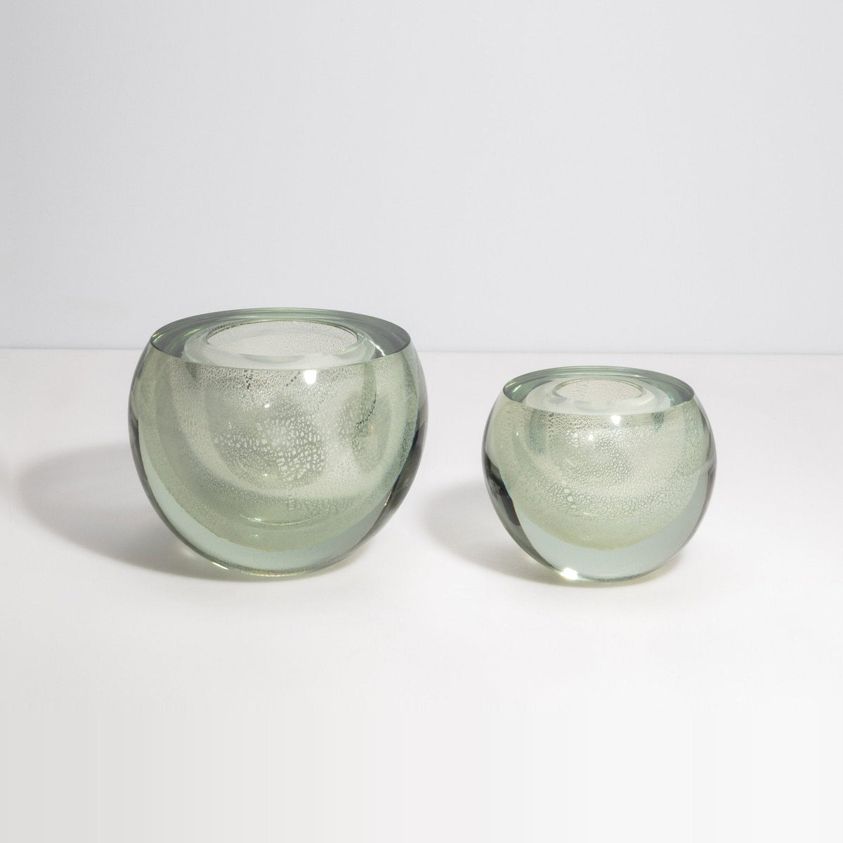 Murano Sphere Vase in Clear with Silver Flecks