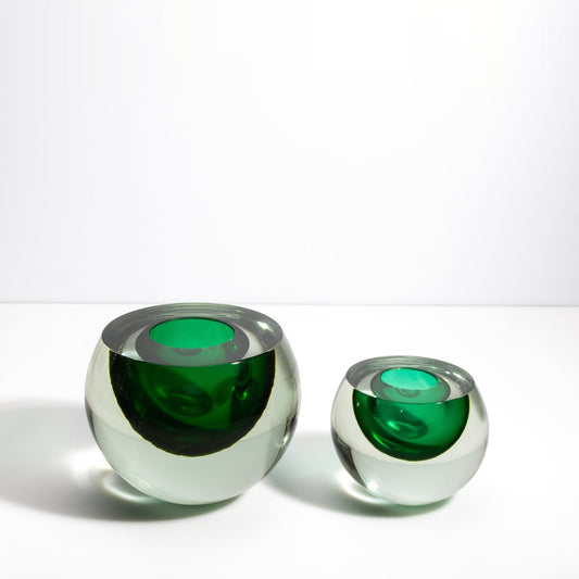 Murano Sphere Vase in Emerald Green