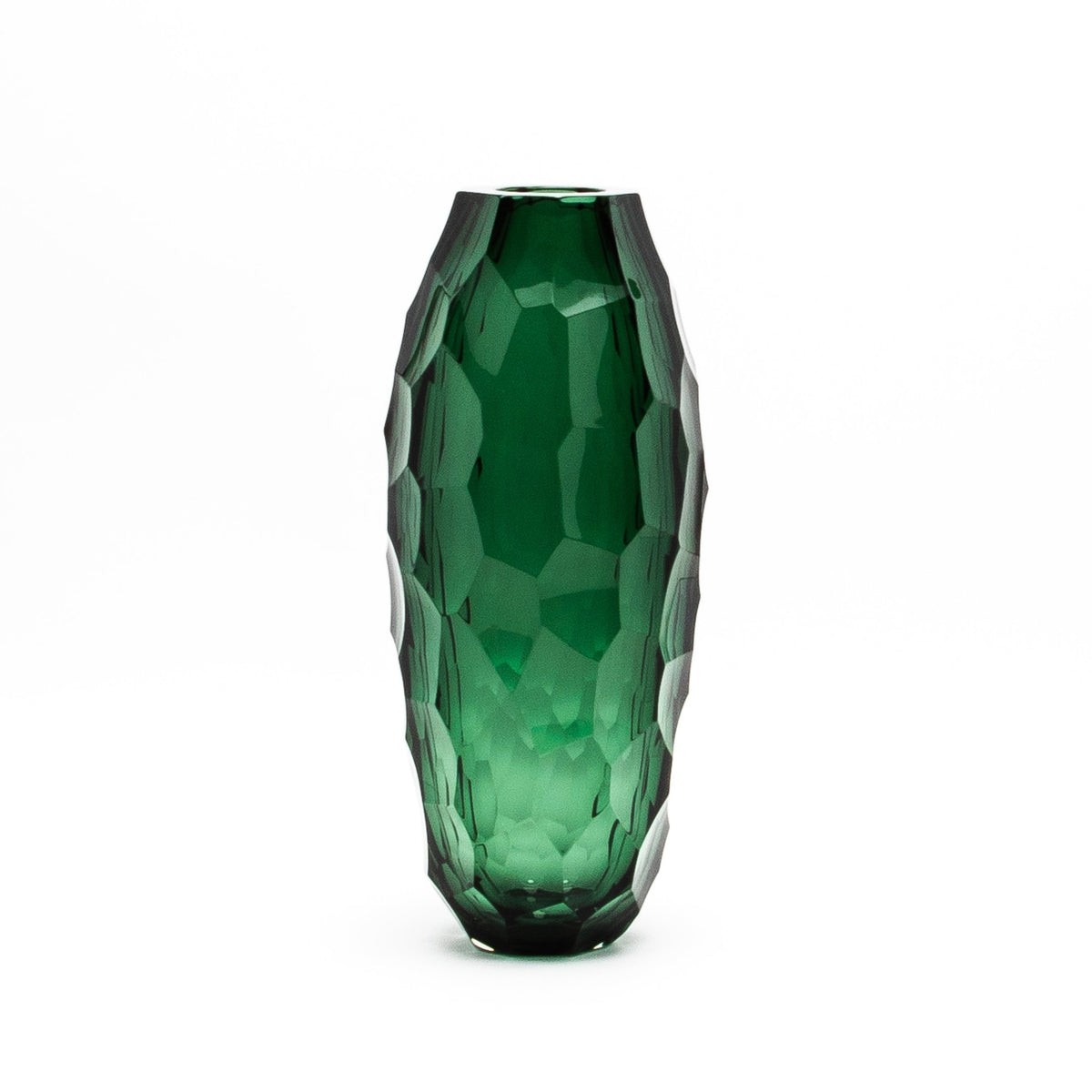 Murano Tall Faceted Vase in Emerald Green