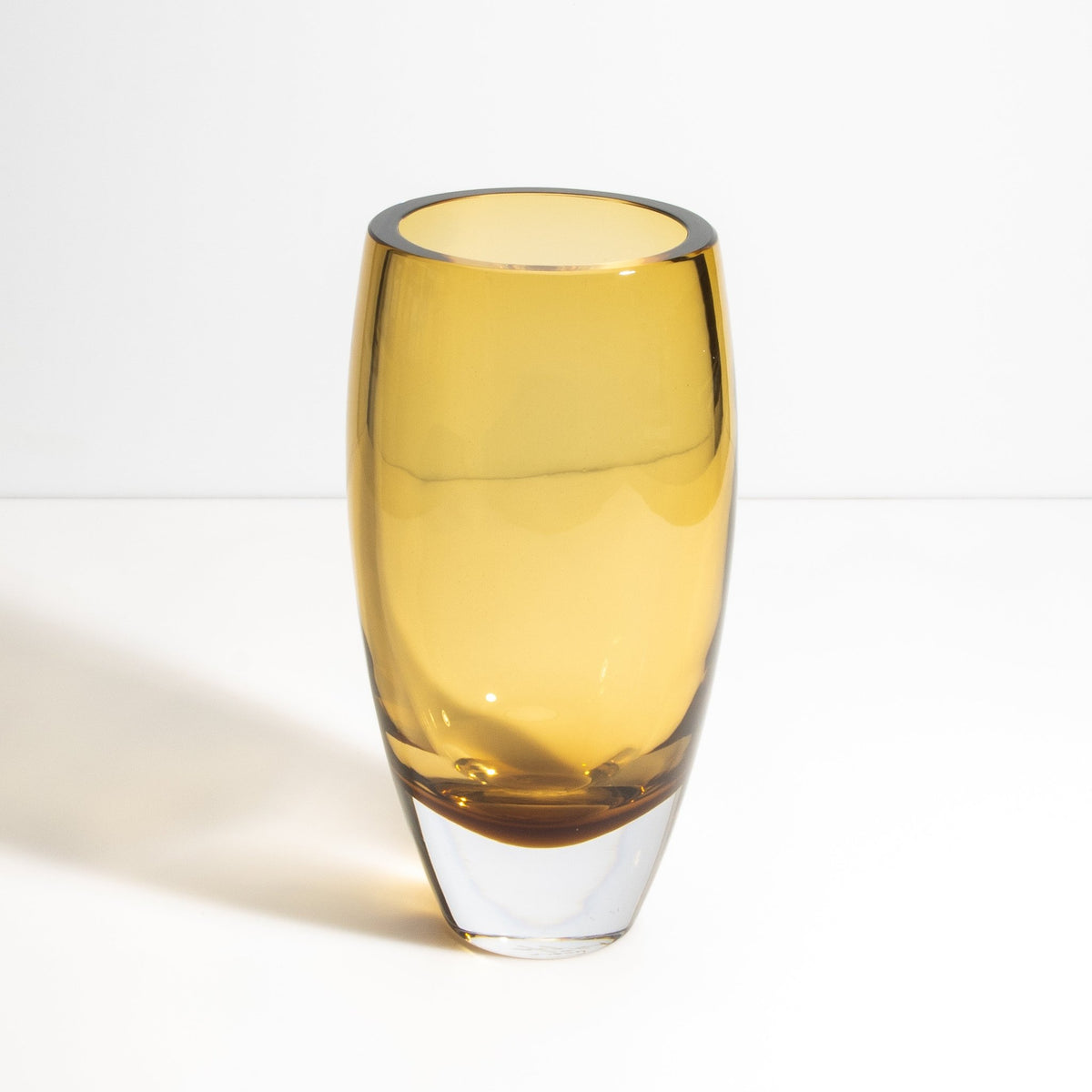 Murano Tall Vase with Clear Base in Tobacco