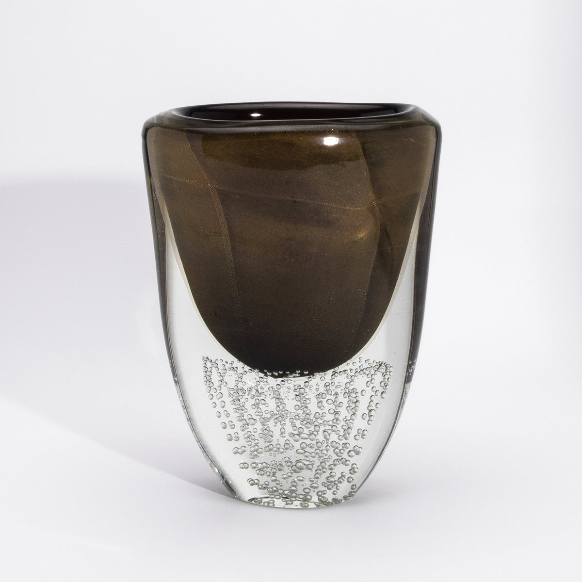 Murano Vase in Black / Clear with 24-karat Gold Flecks and Bubbles