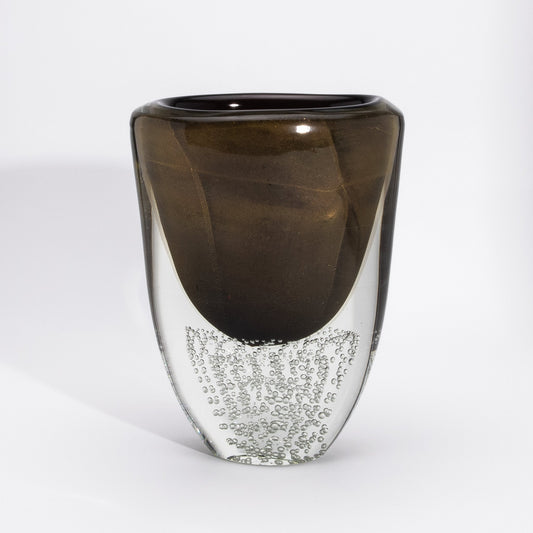 Murano Vase in Black / Clear with 24-karat Gold Flecks and Bubbles
