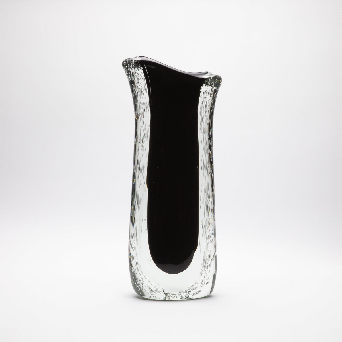 Murano Vase with Bubbles in Onyx Black