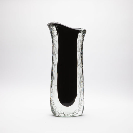 Murano Vase with Bubbles in Onyx Black
