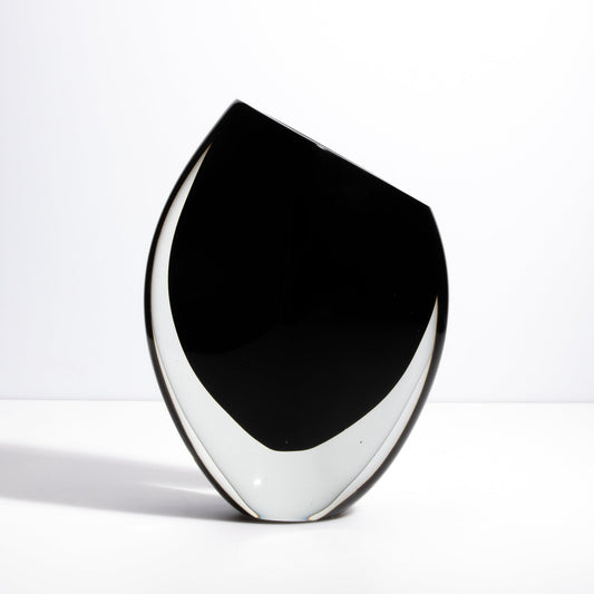 Murano Vase With Side Cut in Onyx Black