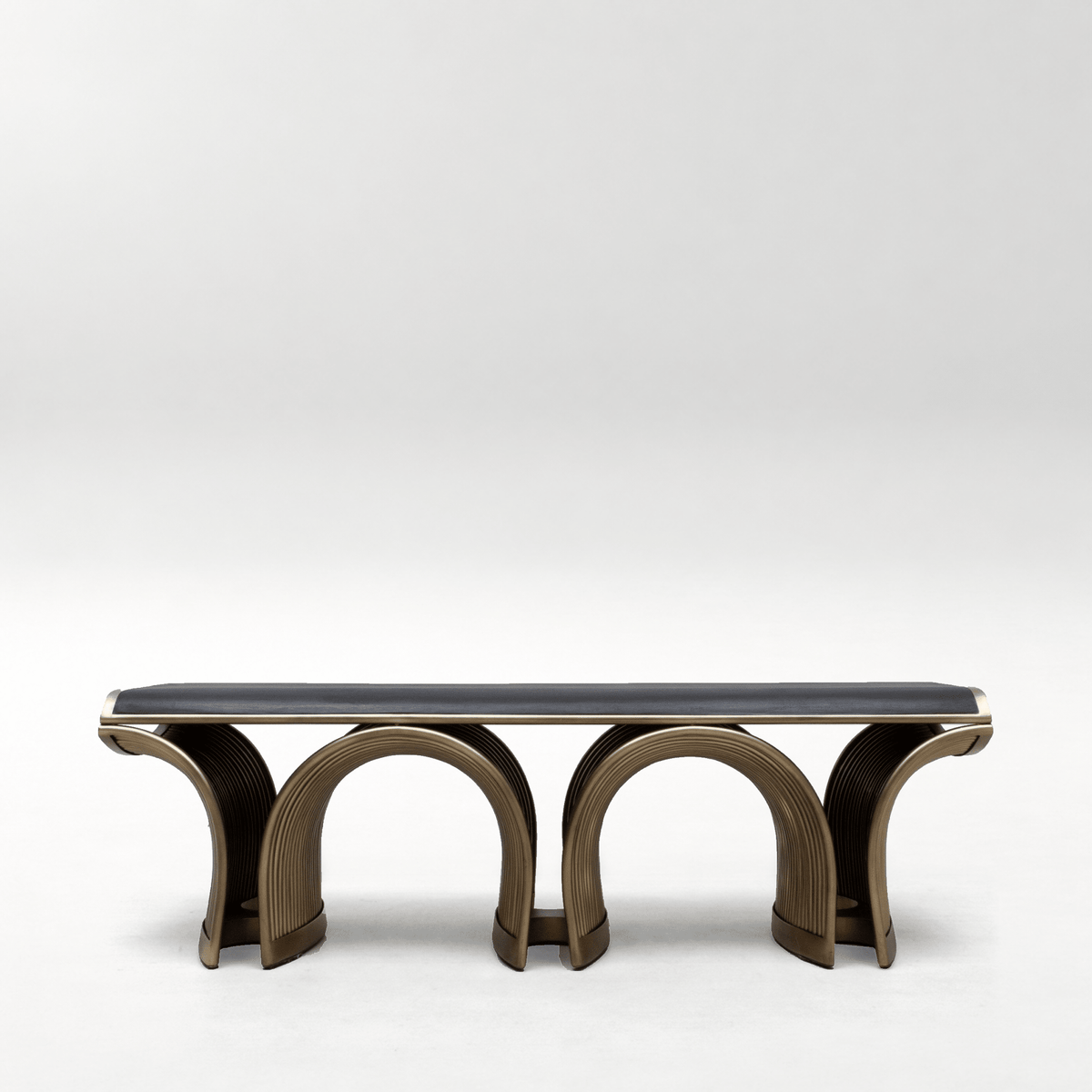 Nymphea Bench in Black Oak with Brass by R&Y Augousti
