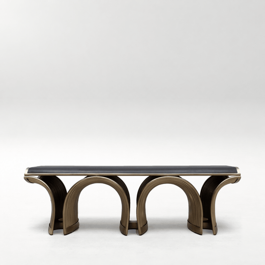 Nymphea Bench in Black Oak with Brass by R&Y Augousti