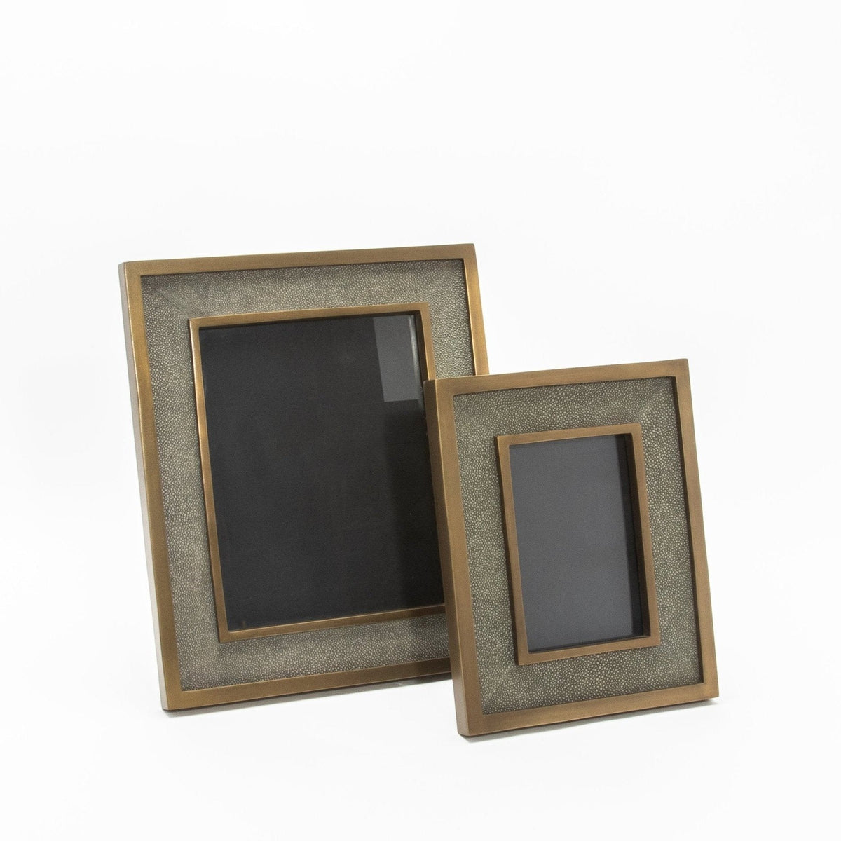 Picture Frame 8x10” in Grey Shagreen with Brass Details by KIFU Paris