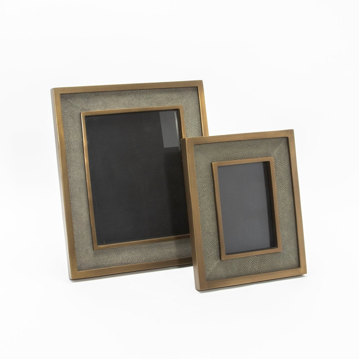 Picture Frame 8x10” in Grey Shagreen with Brass Details by KIFU Paris