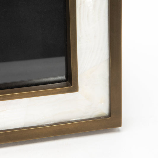 Picture Frame in Shell with Brass Details by KIFU Paris
