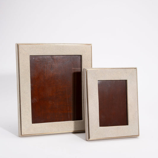 Picture Frame in Cream Shagreen with Brass Indentation by R&Y Augousti