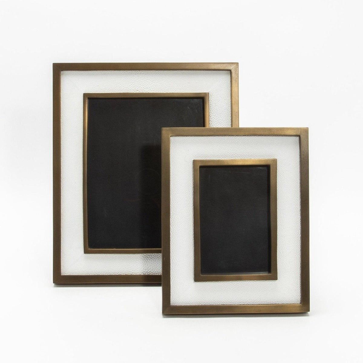 Picture Frame in White Shagreen with Brass Details by KIFU Paris